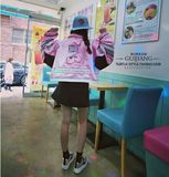 2016韩版套头短款刺绣卫衣女夏新款原宿风字母高腰露脐学生T恤女