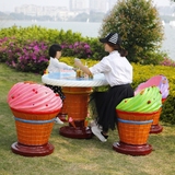 树脂玻璃钢工艺品户外花园庭院卡通冰淇淋蘑菇桌椅凳子装饰品摆件
