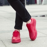 男士运动鞋男鞋夏季透气低帮系带板鞋男韩版潮休闲鞋圆头红色鞋子