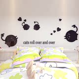可爱卡通猫咪3d立体墙贴亚克力卧室墙壁客厅沙发儿童房学校贴画纸