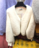 韩国2016新款进口代购女纯色貂绒开衫毛衣加厚针织衫时尚宽松百搭