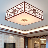 LED现代新中式客厅餐厅卧室过道走廊酒店全铜布艺正方形吸顶灯