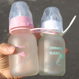 韩国迷你水杯创意可爱奶嘴吸管玻璃杯儿童学生女小巧便携防漏杯子