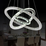现代简约led水晶圆形餐吊灯 创意三头不锈钢餐厅灯客厅灯卧室灯具