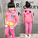 5儿童装6岁女童春装2016韩版8纯棉运动套装10小女孩装卫衣三件套
