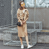2016女装新款秋装OL两件套时尚韩版短款风衣外套+包裙套装名媛