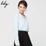 Lily2016年秋季新款女装简约修身纯色长袖衬衫115310H4312