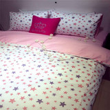 北欧韩式 纯棉粉色四件套 简约小清新床单床品 公主全棉床上用品