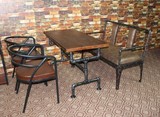 复古做旧水管铁艺咖啡厅桌椅卡座奶茶店餐厅休闲酒吧实木桌椅组合