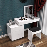 简约现代小户型梳妆台 卧室烤漆化妆桌 带镜子可伸缩翻盖梳妆柜