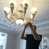 欧式锌合金复式楼客厅奢华温馨卧室高档餐厅蜡烛LED水晶吊灯灯具