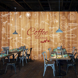 复古怀旧个性手绘木板壁纸咖啡厅餐厅背景墙纸酒吧休闲吧大型壁画
