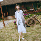 夏季新款棉麻中国风民族风连衣裙2016文艺复古小清新女装两件套
