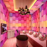 3D无缝大型壁画立体粉色方格子墙纸壁纸KTV酒吧酒店包厢主题背景