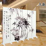 促销双面茶馆布艺屏风中式隔断玄关  包间客厅可折叠 水墨竹子