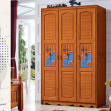 全实木松木木质大衣柜4门3门2门儿童套房家具组合储物柜简易组装