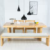 美式复古全实木餐桌椅组合简约长方形大饭桌台小户型休闲咖啡桌子