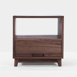 黑胡桃床头柜 实木床头柜 简约现代 单抽实木 床头柜 实木抽屉柜