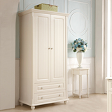 韩式衣柜木质白色两门衣柜卧室小衣橱简易双门柜子儿童房衣柜实木