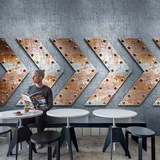 3D立体金属铁皮铁锈壁纸餐厅网吧ktv大型壁画酒吧个性工业风墙纸
