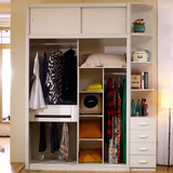 现代简约板式推拉滑移趟门卧室木质大衣柜多功能组合衣橱整体家具