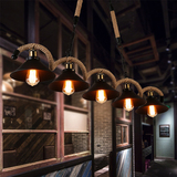 loft复古工业风三头餐厅吧台灯具美式酒吧咖啡厅灯饰网咖麻绳吊灯