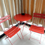 出口欧洲户外家具休闲庭院阳台铁艺折叠桌椅套装三件套组合正品
