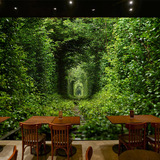 绿色树林树木户外景色铁路大型壁画3d立体森林墙纸酒吧网吧壁纸