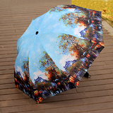 欧美个性油画伞超强防晒遮阳伞三折太阳伞女防紫外线晴雨伞折叠伞