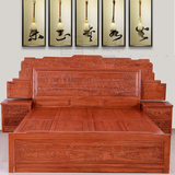 红木家具床非洲花梨木双人床实木床1.8米仿古雕花山水百子大床