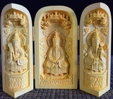 黄杨木雕 三开盒 工艺摆件 创意礼品 道教三清神像 太上老君像