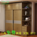 上海厂家定制定做整体衣柜衣帽间推拉门现代简约实木转角卧室衣柜