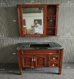 新款美式浴室柜欧式简欧式落地卫浴柜 实木红橡木洗手盆柜特价