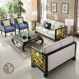 新中式实木沙发简约布艺沙发 禅意茶几角几 客厅家具组合设计定制