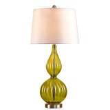 欧式黄绿色葫芦玻璃台灯现代美式乡村装饰样板房客厅卧室床头台灯