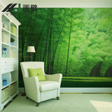 大型无缝壁画电视背景墙3d立体定制个性墙纸壁纸现代清新树林竹子