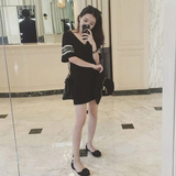 2016夏季新款女装网红同款黑色显瘦直筒裙子夏天小香风宽松连衣裙