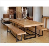 包邮厂家直销铁艺实木咖啡桌椅组合餐桌椅办公会议桌电脑桌休闲桌