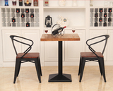 铁艺实木小方桌咖啡厅餐桌椅组合奶茶店正方形2人小桌椅休闲桌椅