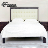 新中式实木床现代简约软包床1.8米双人床婚床会所样板间卧室家具