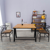 鑫家美复古铁艺实木折叠桌多功能伸缩变形餐桌 置物架 花架
