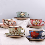 玉泉陶瓷 韩式手绘陶瓷咖啡杯套装复古出口水杯子 创意简约个性