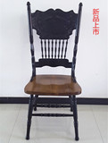 欧式美式餐椅 桌椅橡木纯实木雕花靠背餐椅 温莎椅仿古 木质椅子