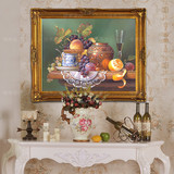 油画欧式客厅手绘餐厅静物水果装饰画葡萄玄关有框画古典风