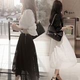 2016夏新款韩国女装蕾丝裙子修身显瘦中长款套装春秋两件套连衣裙