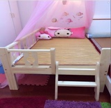 儿童实木床带护栏大床拼小床大床加宽加长松木床拼接床可定做