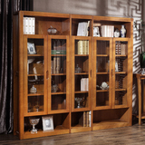 王朝木业 实木书柜组合 自由组合书架 实木书橱带门 中式书房家具