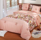 日本购欧式纯棉被子婚庆外贸出口床品大提花四件套床盖床罩床单床