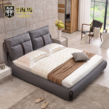 尚艺海马 创意布艺床布床可拆洗 简约现代双人床婚床软包床SY59