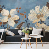 手绘美式复古油画墙纸 沙发客厅电视背景墙壁纸 个性定制墙纸壁画